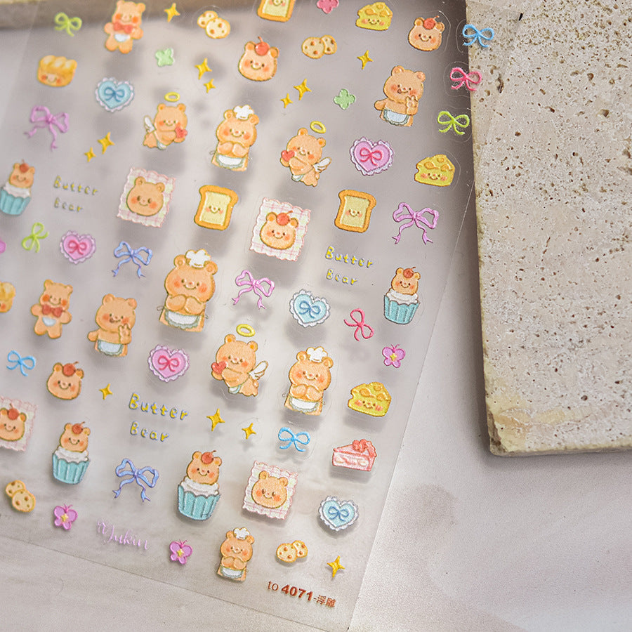 LuLuFun Studio Butter Bear 5D Nail Deco Sticker - DIY Nail Art Decals