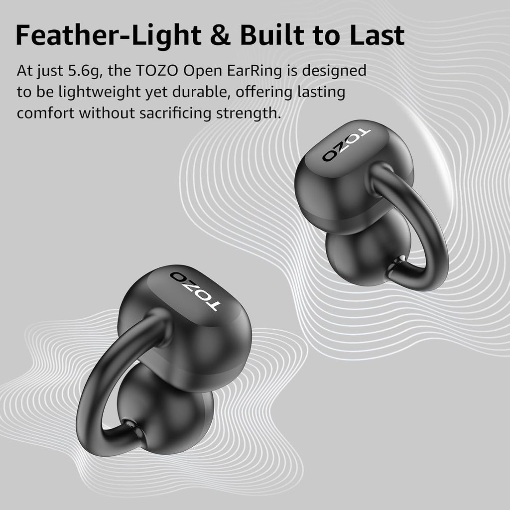 TOZO OpenEarRing Clip On Wireless Earbuds - 40H Playtime Bluetooth 5.4