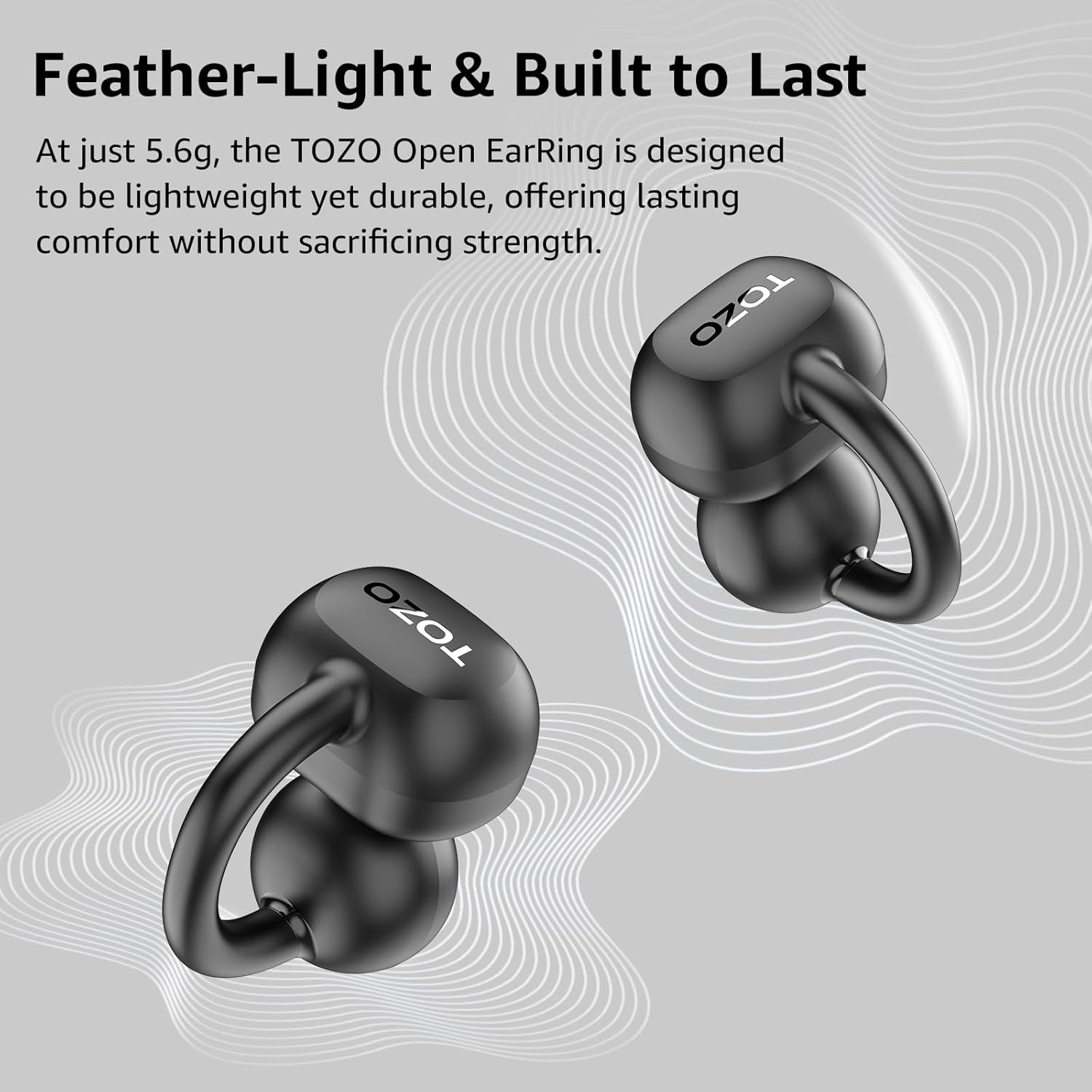 TOZO OpenEarRing Clip On Wireless Earbuds - 40H Playtime Bluetooth 5.4