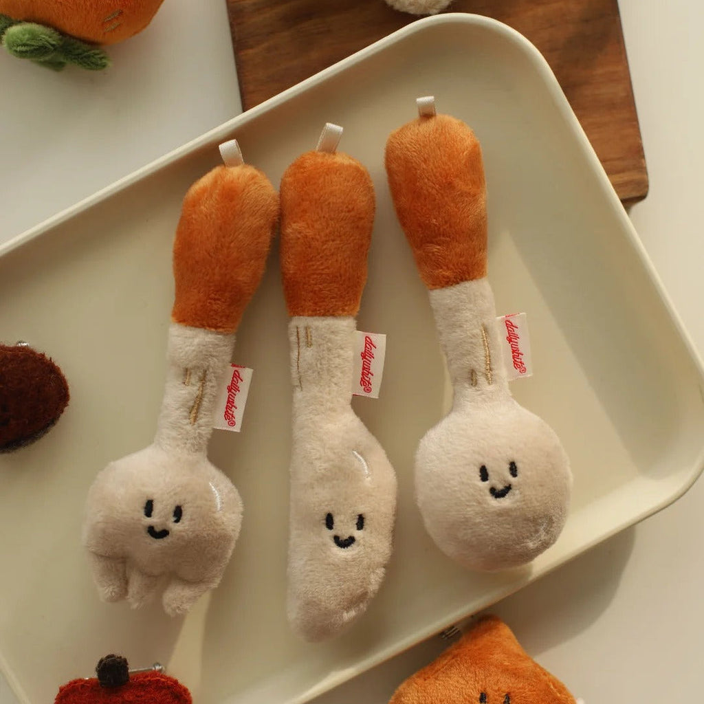 Plush Spoon and Fork Charm Keychain by LuLuFun Studio – Cute Bag Decor