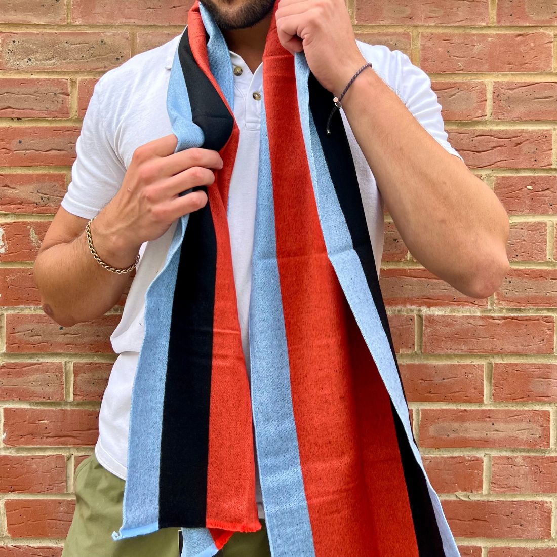Swole Panda Orange & Blue Stripe Bamboo Scarf – Sustainable Wrap