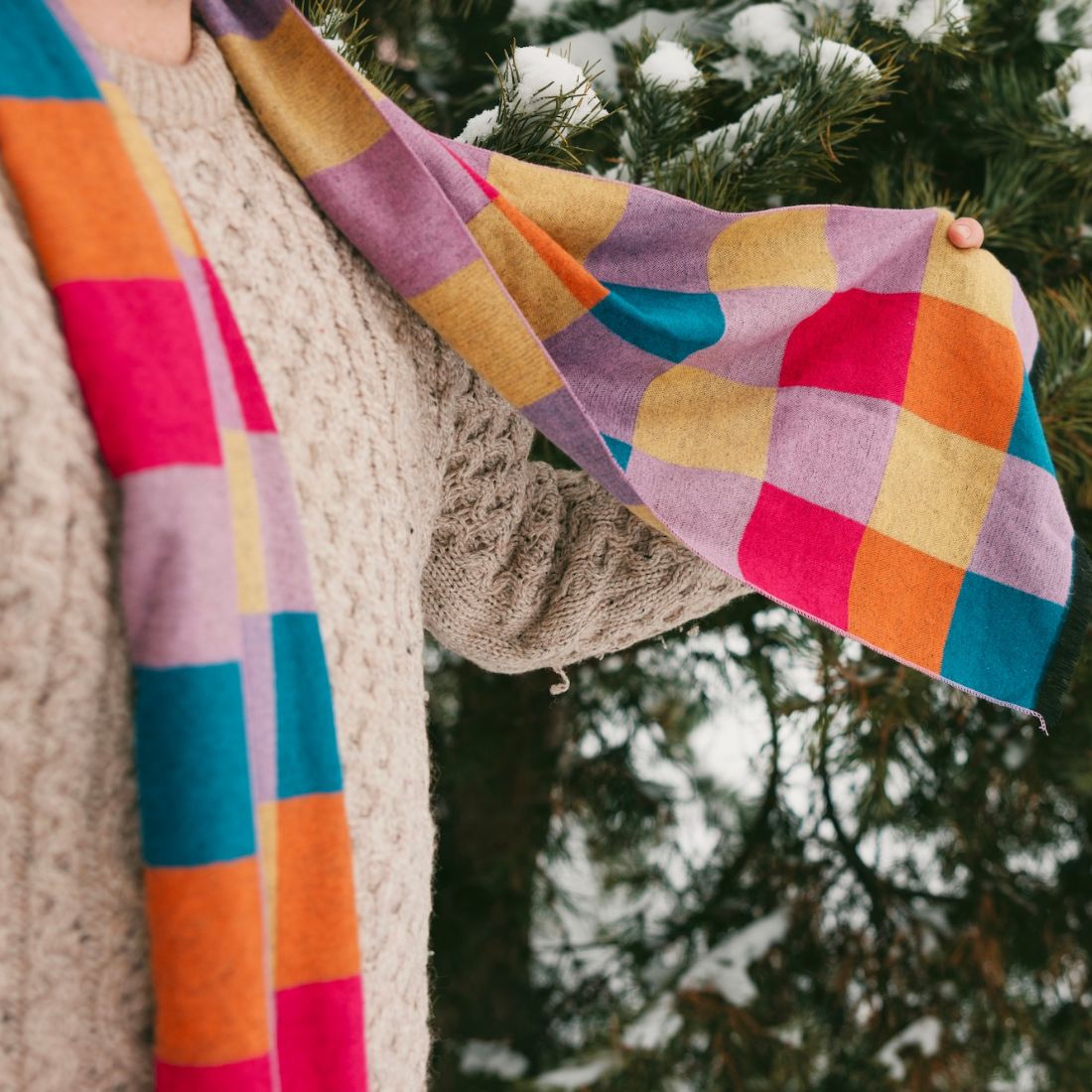 Swole Panda Multicolour Bright Check Bamboo Scarf – Sustainable Fashion