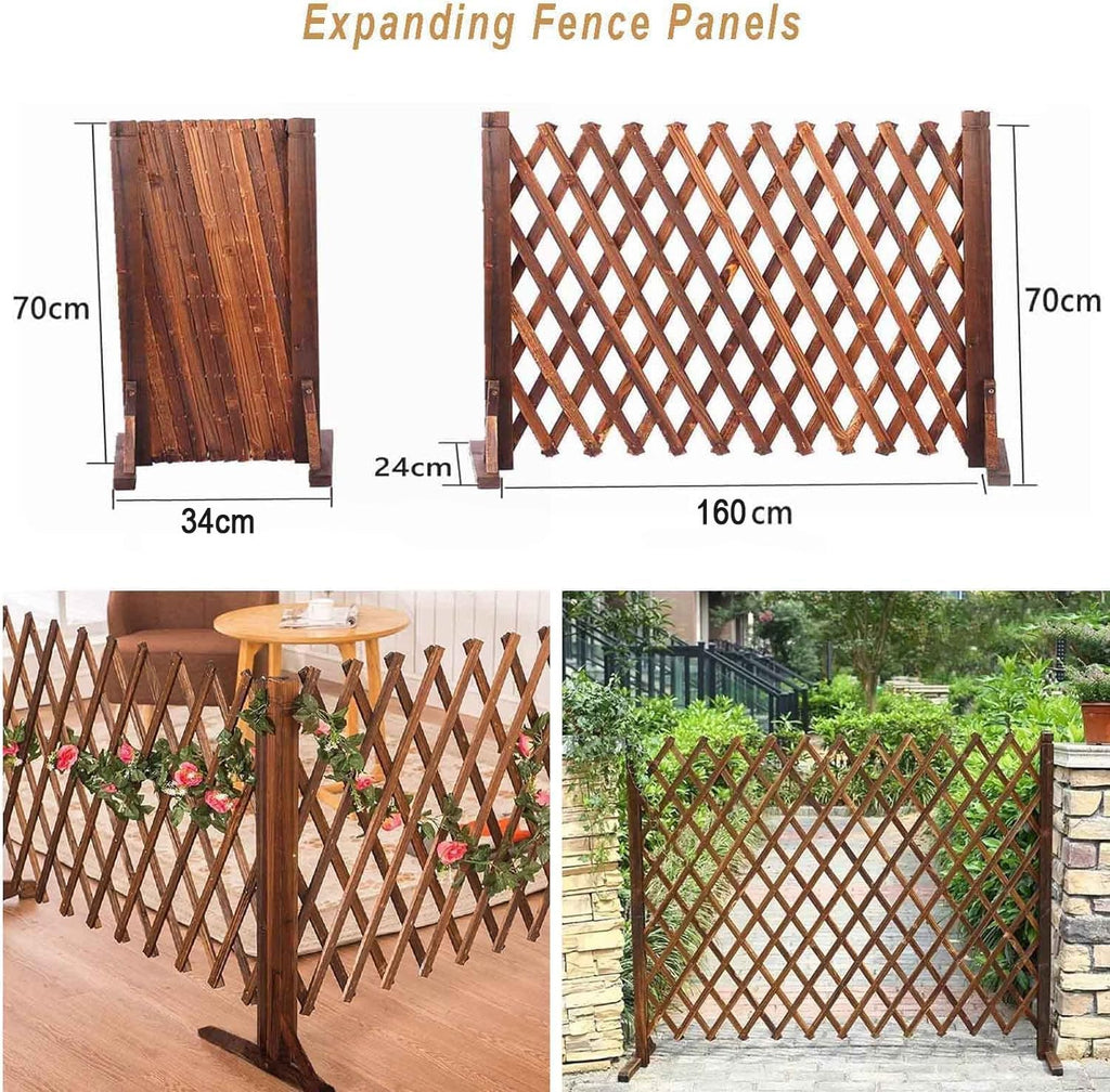 Nisorpa Expanding Wooden Trellis Garden Fence Panels, 2 Pack – 160cm