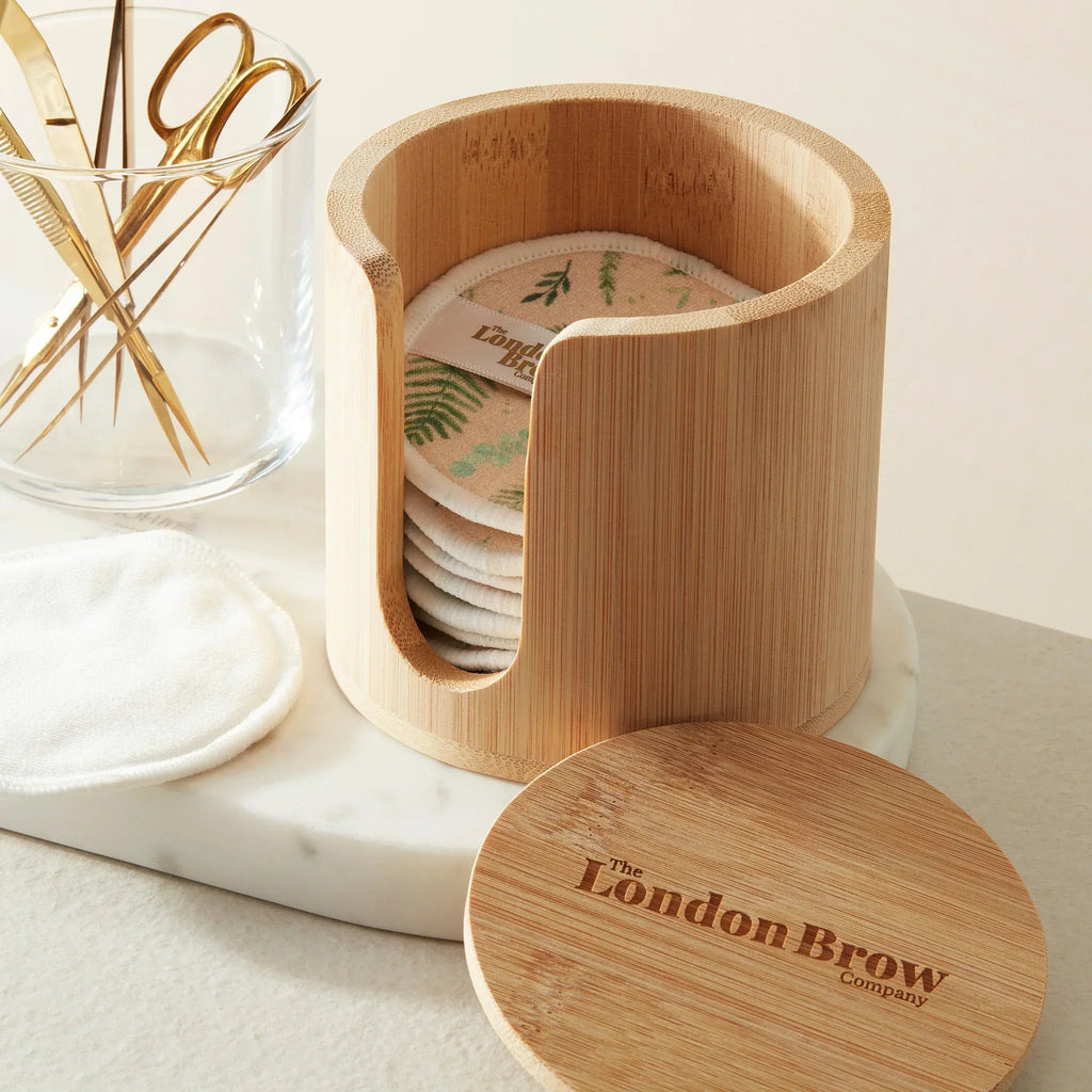 London Brow Reusable Bamboo Makeup Pads with Bamboo Storage Jar