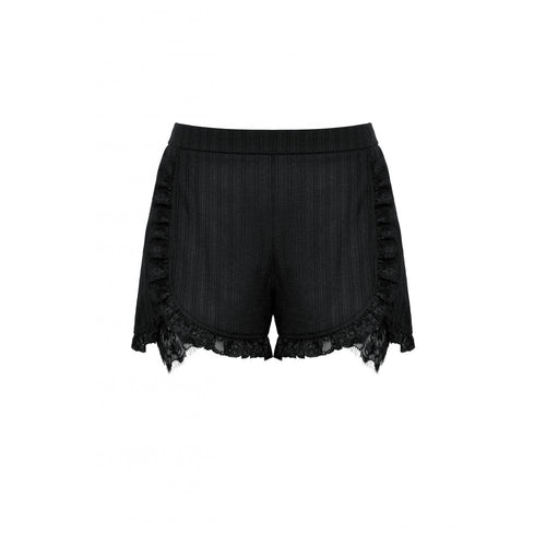 Dark in Love Tatum Black Gothic Pinstripe Shorts with Lace Trim