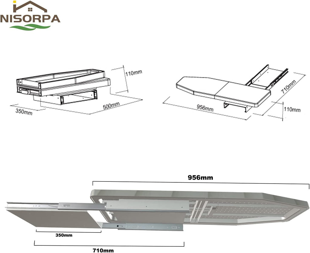 Nisorpa Pull Out Ironing Board | 180° Rotatable Fold Away Table