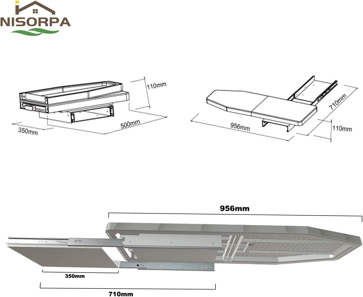 Nisorpa Pull Out Ironing Board | 180° Rotatable Fold Away Table