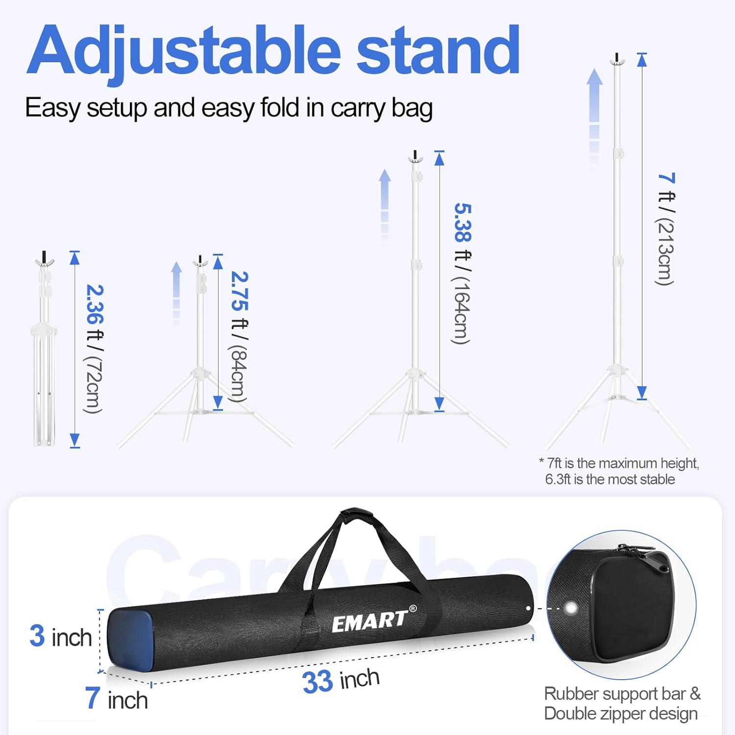 EMART 2x3m Backdrop Stand Kit – Adjustable Photo Support with Bag