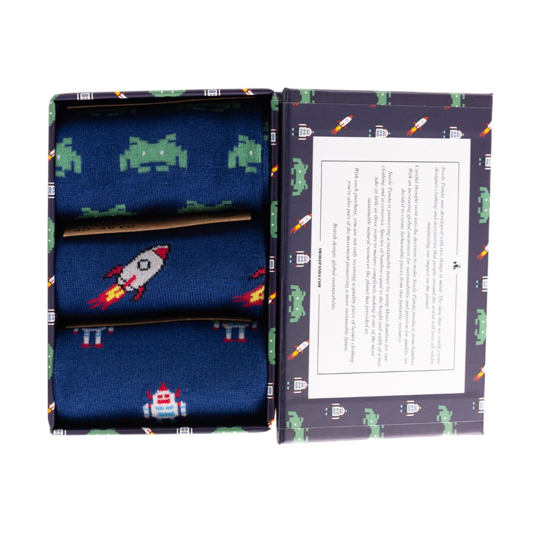 Swole Panda Outer Space Bamboo Socks Gift Box – 3 Pair Men's Set