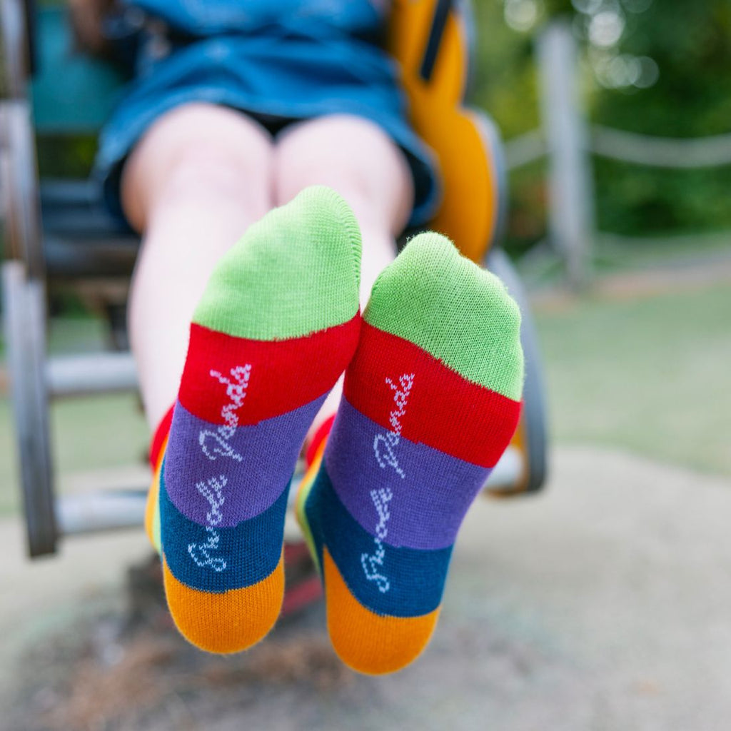 Swole Panda Children's Rainbow Stripe Bamboo Socks – Seamless & Breathable