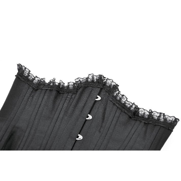 Dark in Love Talia Gothic Longline Metal Boned Corset | Black Polyester