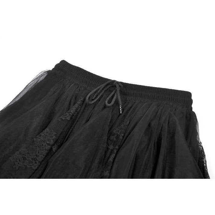 Dark in Love Dark Fairy Lace Skirt – Black Gothic High-Low Mesh