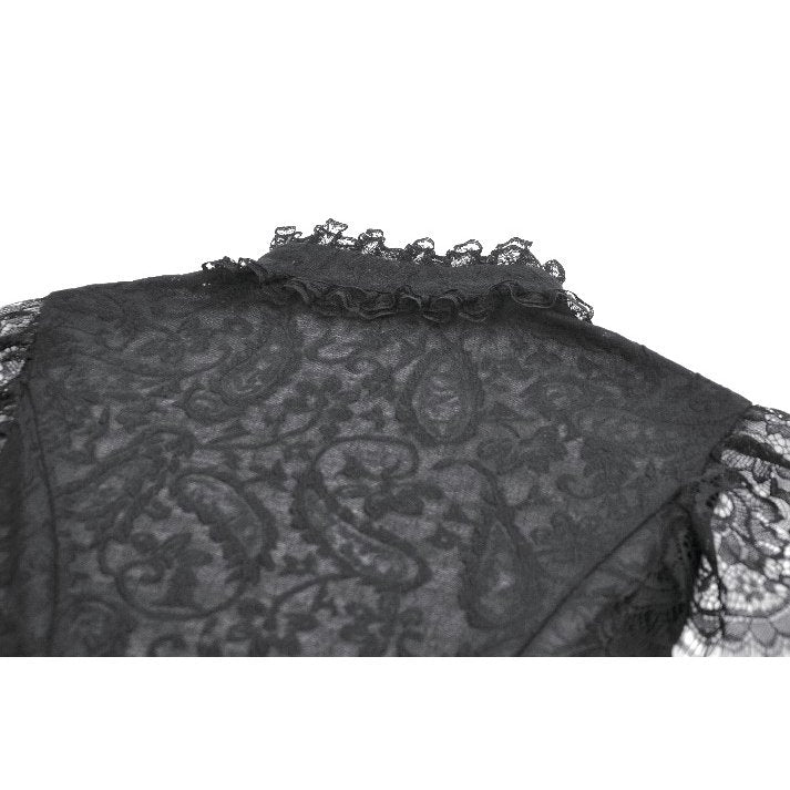 Kate's Clothing Black Floral Lace High-Neck Gothic Corset Top