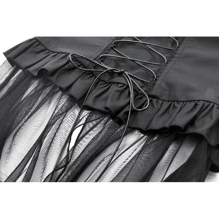 Dark in Love Draven Faux Leather & Mesh Layered Gothic Waist Skirt
