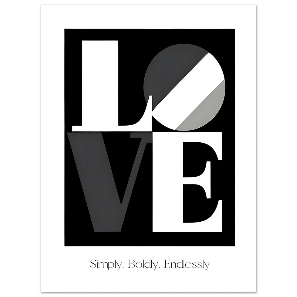 Modern LOVE Typography Wall Art – Bold Black and White Poster, Minimalist Monochrome Print, Romantic Home Decor Gift