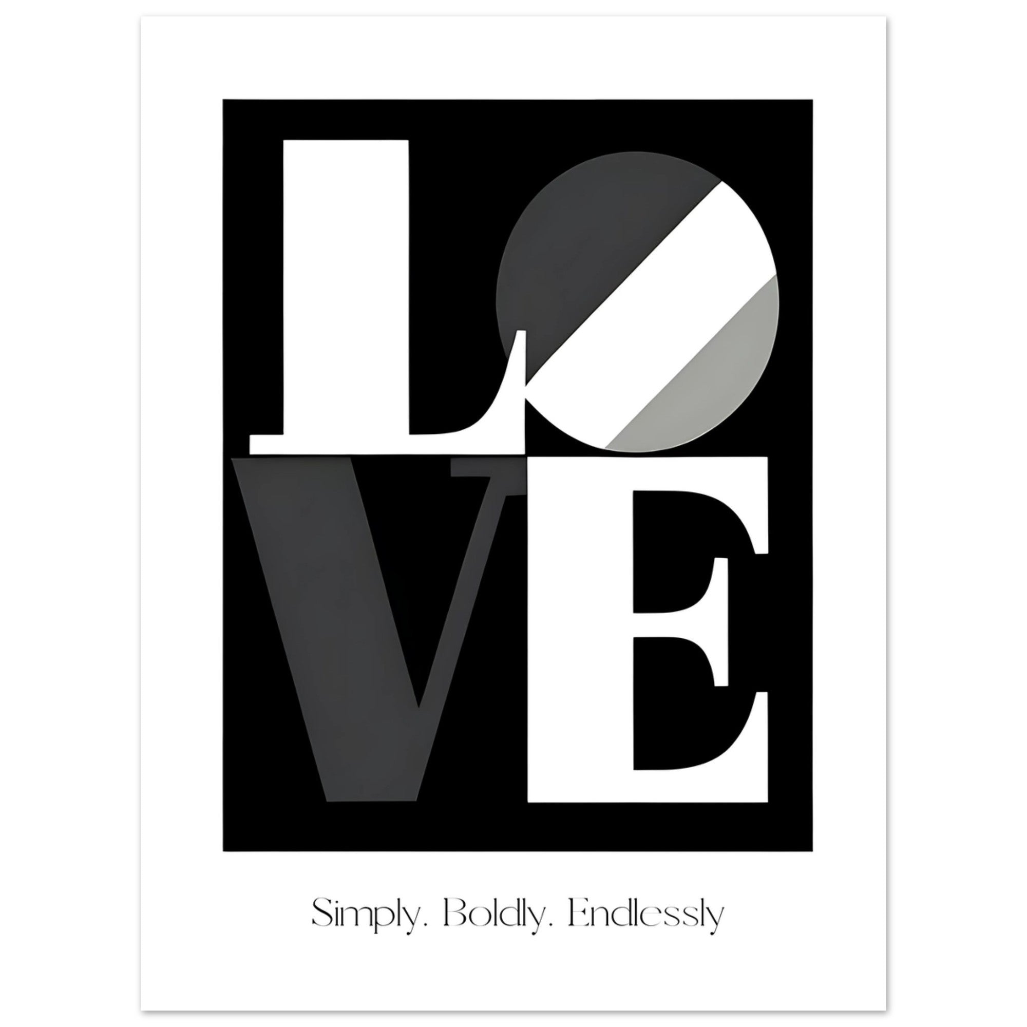 Modern LOVE Typography Wall Art – Bold Black and White Poster, Minimalist Monochrome Print, Romantic Home Decor Gift