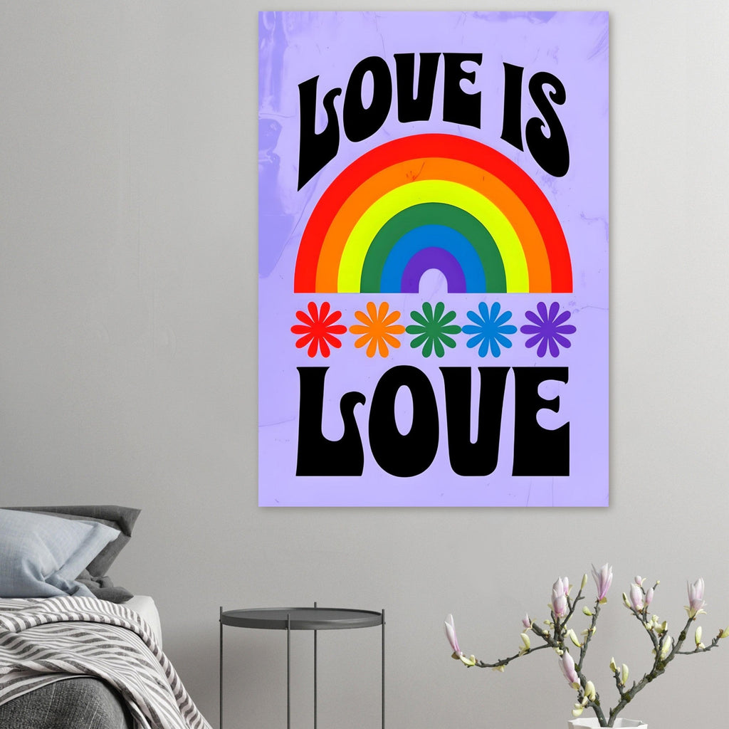 Love Is Love Rainbow Wall Art – Retro Pride Poster, 70s Style LGBTQ+ Equality Print