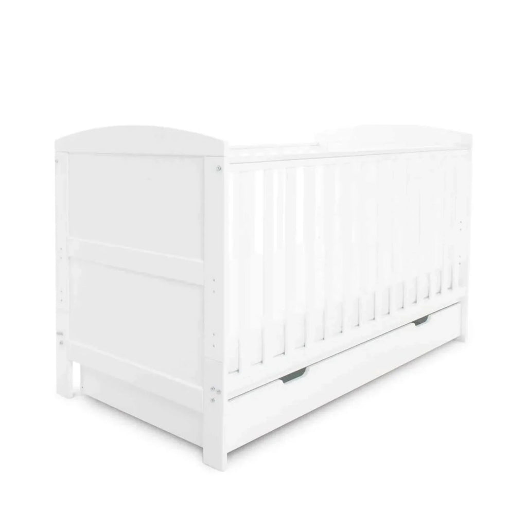 Ickle Bubba Coleby Classic Cot Bed & Under Drawer White - Premium Sprung Mattress