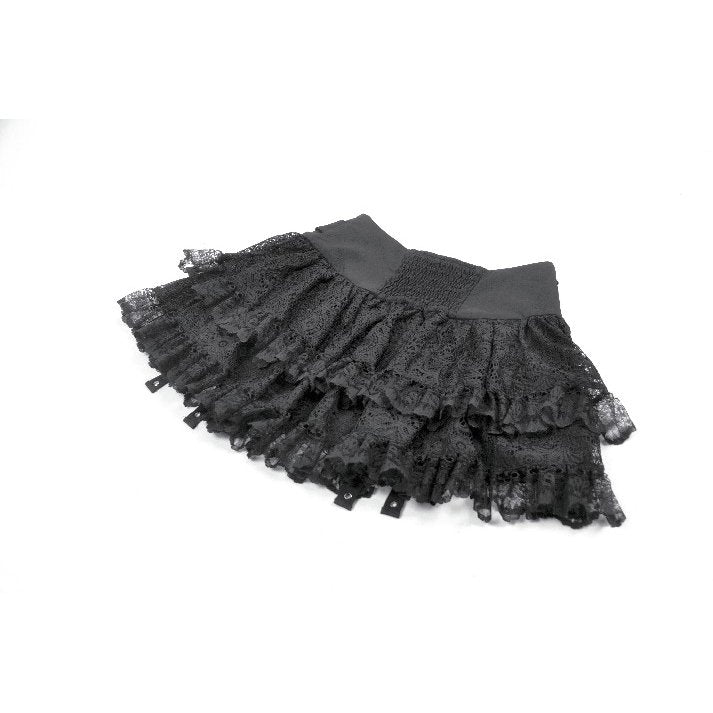 Dark in Love Astrid Black Lace Mini Skirt – Gothic Punk Buckle Style