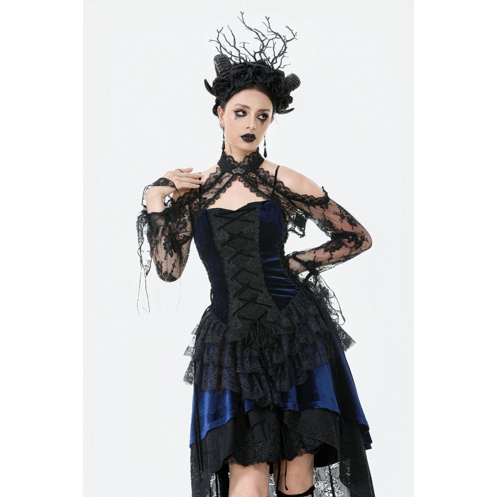 Dark in Love Thalassa Floral Lace Draped Arm Sleeves | Black Cotton