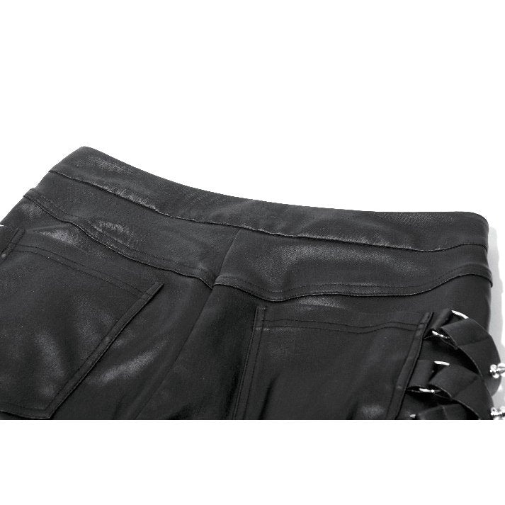 Dark in Love Punk Leather-Look Strap Detail Trousers | High-Waisted