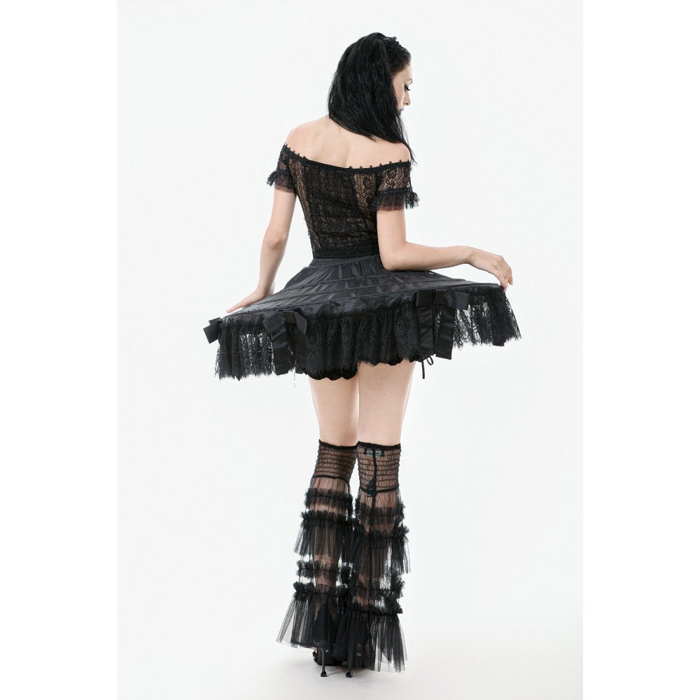 Dark in Love Valeria Gothic Hoop Mini Petticoat - Black Lace Trim