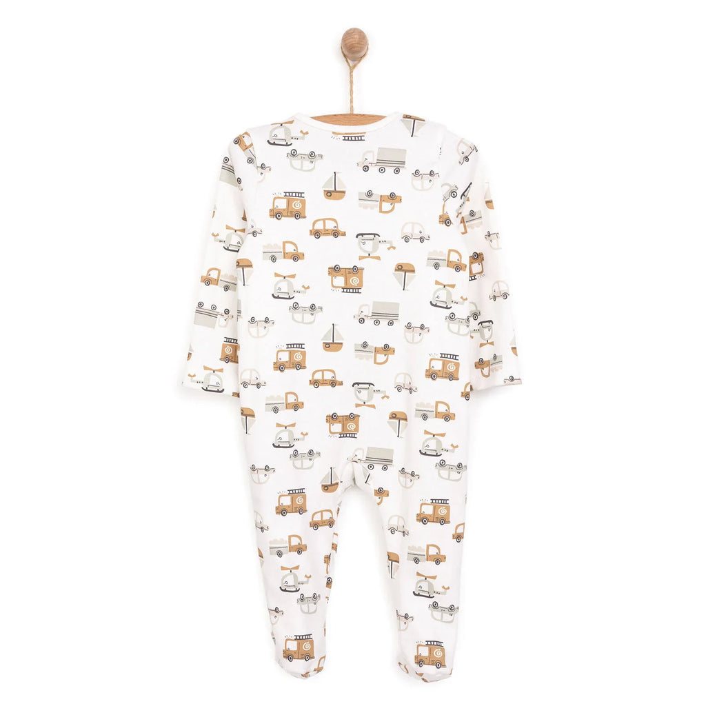 HelloBaby Newborn Footed Romper B - Ecru