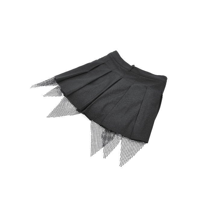 Dark in Love Punk Mesh Layered Skort Shorts with Harness Straps