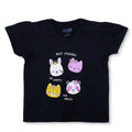 HelloBaby Girls T-shirt Animal Print Crew Neck Short Sleeve - Black