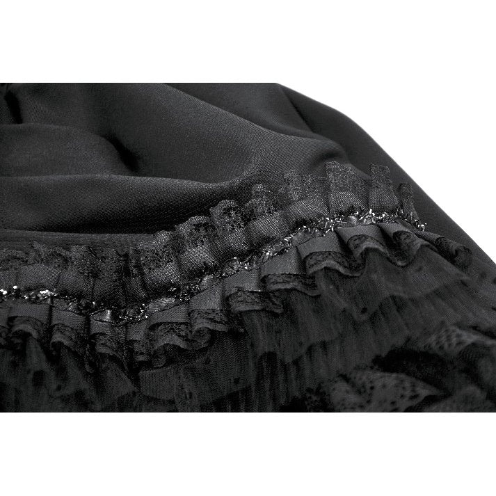 Dark In Love Beatrix Black Satin Ruffled Lace Goth Overskirt