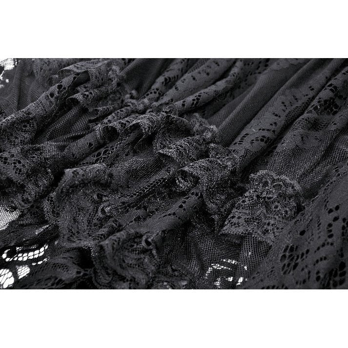 Dark in Love Kelilah Gothic Lace Hi-Low Dress with Off-Shoulder Sleeves
