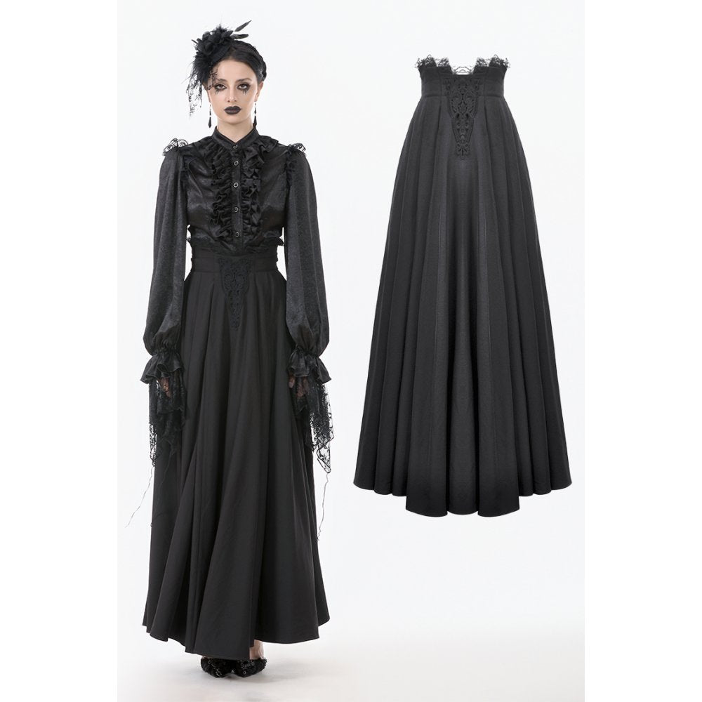 Dark in Love Gloria Black Floor-Length Corset Skirt – Gothic Lace