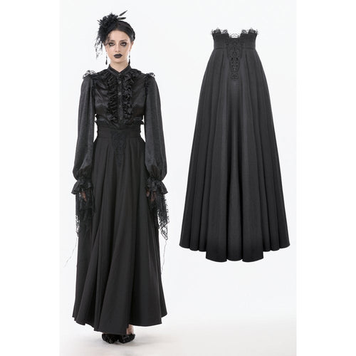 Dark in Love Gloria Black Floor-Length Corset Skirt – Gothic Lace