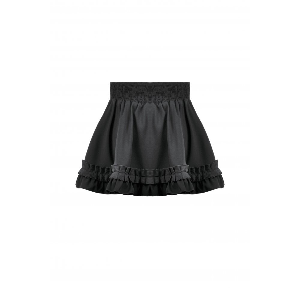 Dark in Love Black Ruffled Mini Skirt – High-Waisted Lolita Style