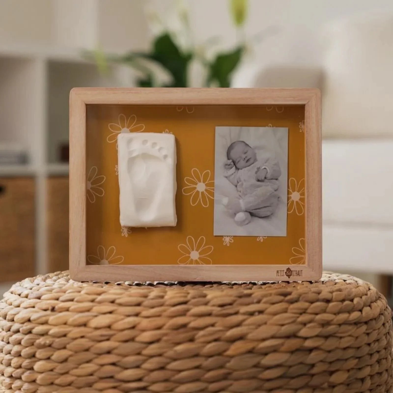 Petit Artichaut Classic Frame with Hand & Foot Imprints - Daisy Ochre