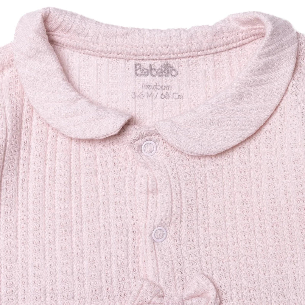 Bebetto Girls Cardigan & Footed Trousers Set Bow Print Long - Pink