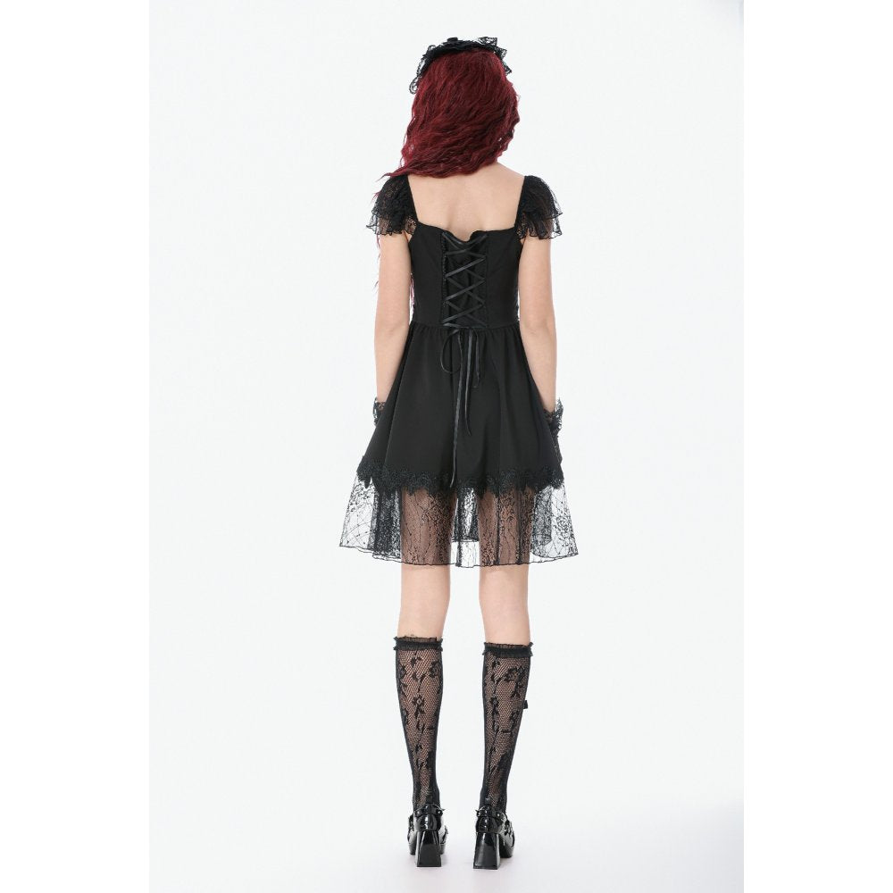 Dark in Love Black Gothic Lolita Dress – Lace Bow Sweet Style