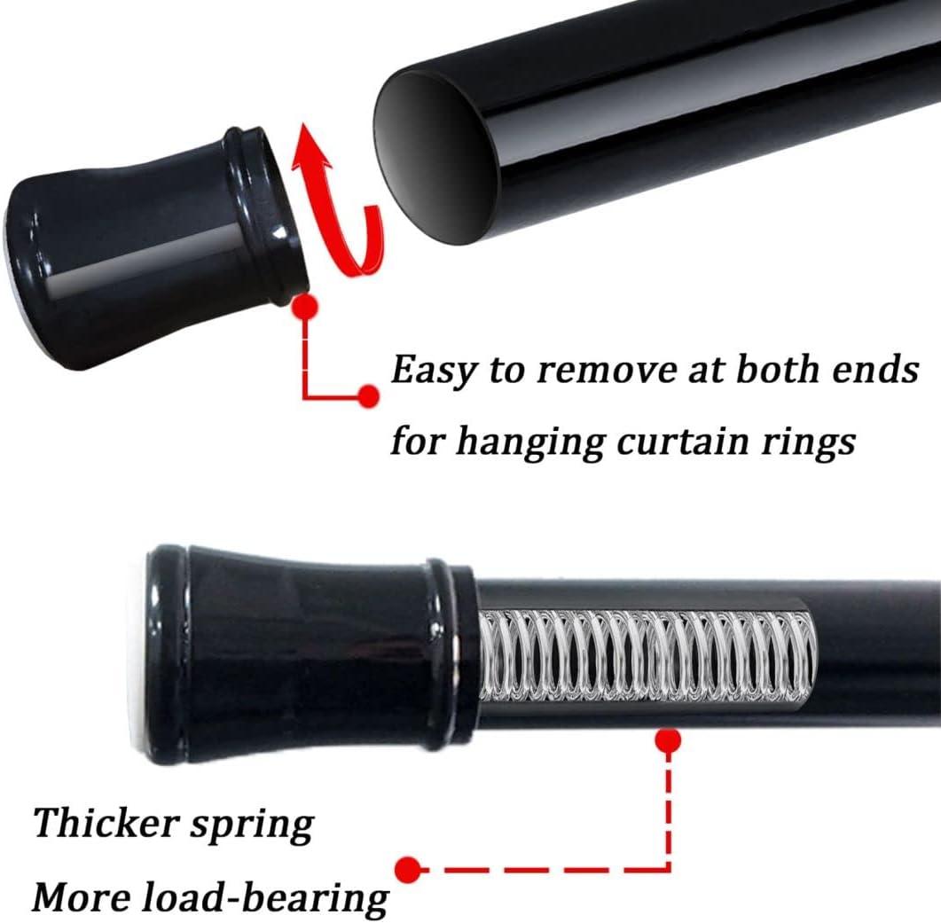 Massive Discounts 2-Pack Black Tension Curtain Rods, 70.5–120cm