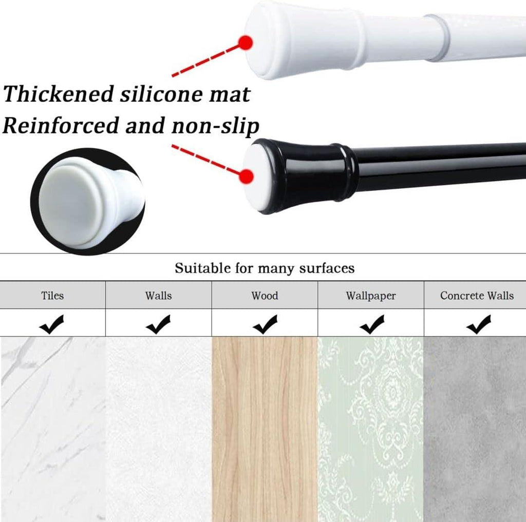 Massive Discounts 2-Pack Black Tension Curtain Rods, 70.5–120cm