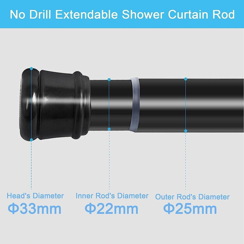 Massive Discounts Tension Shower Curtain Rods – 2PK No-Drill 50.5-80cm