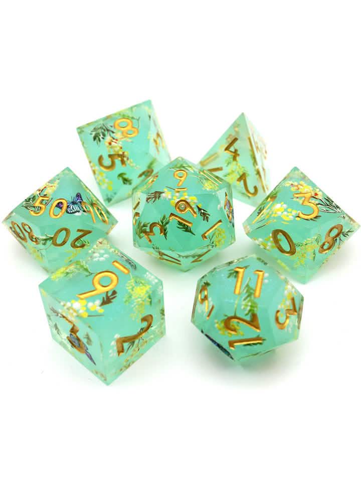 Summer Court | Sharp Edge Dice | Resin | 7 Piece Set