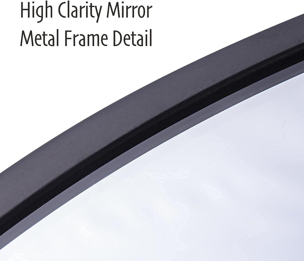 ZENIDA Round Wall Mirror – 50cm Black Metal Frame Modern Bathroom Decor