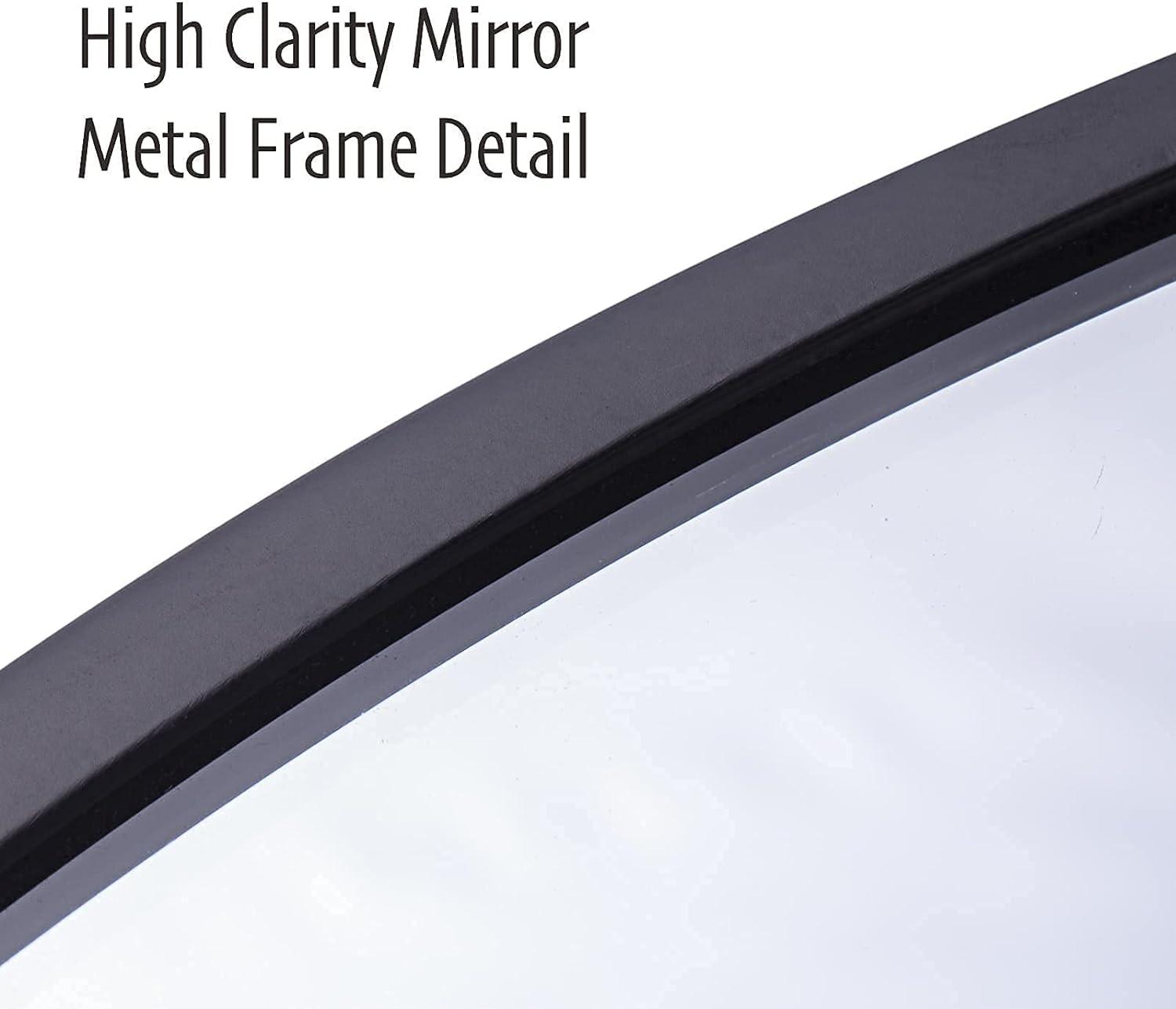 ZENIDA Round Wall Mirror – 50cm Black Metal Frame Modern Bathroom Decor