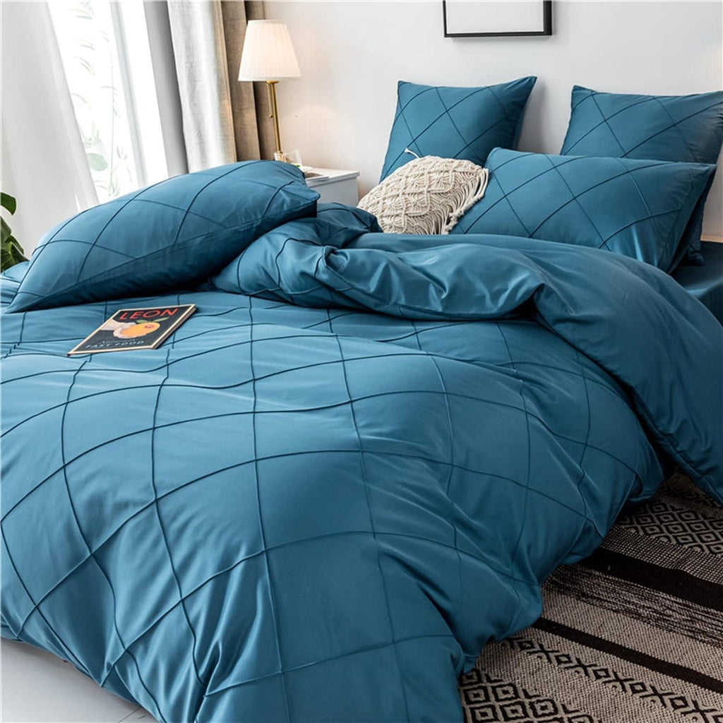 HAVOP King Size Duvet Cover Set | Beige Embossed Stripe Microfiber