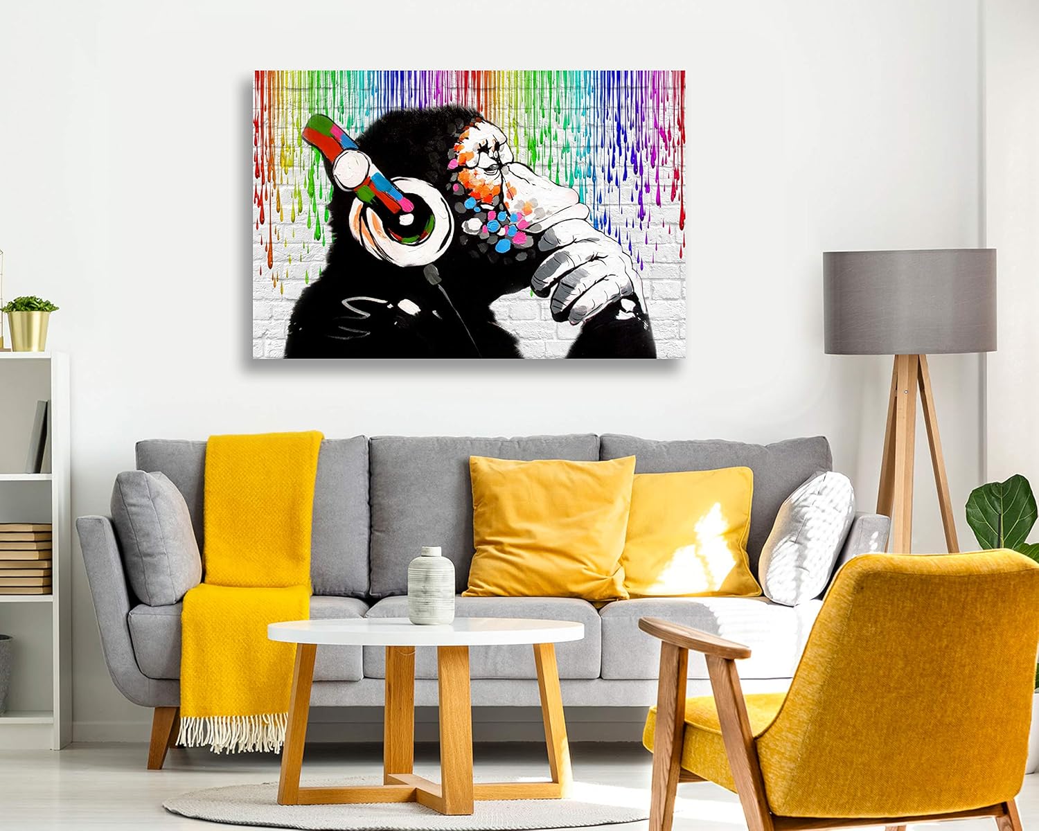 Massive Discounts Banksy Monkey Street Art Canvas Print - 24x16 Inch