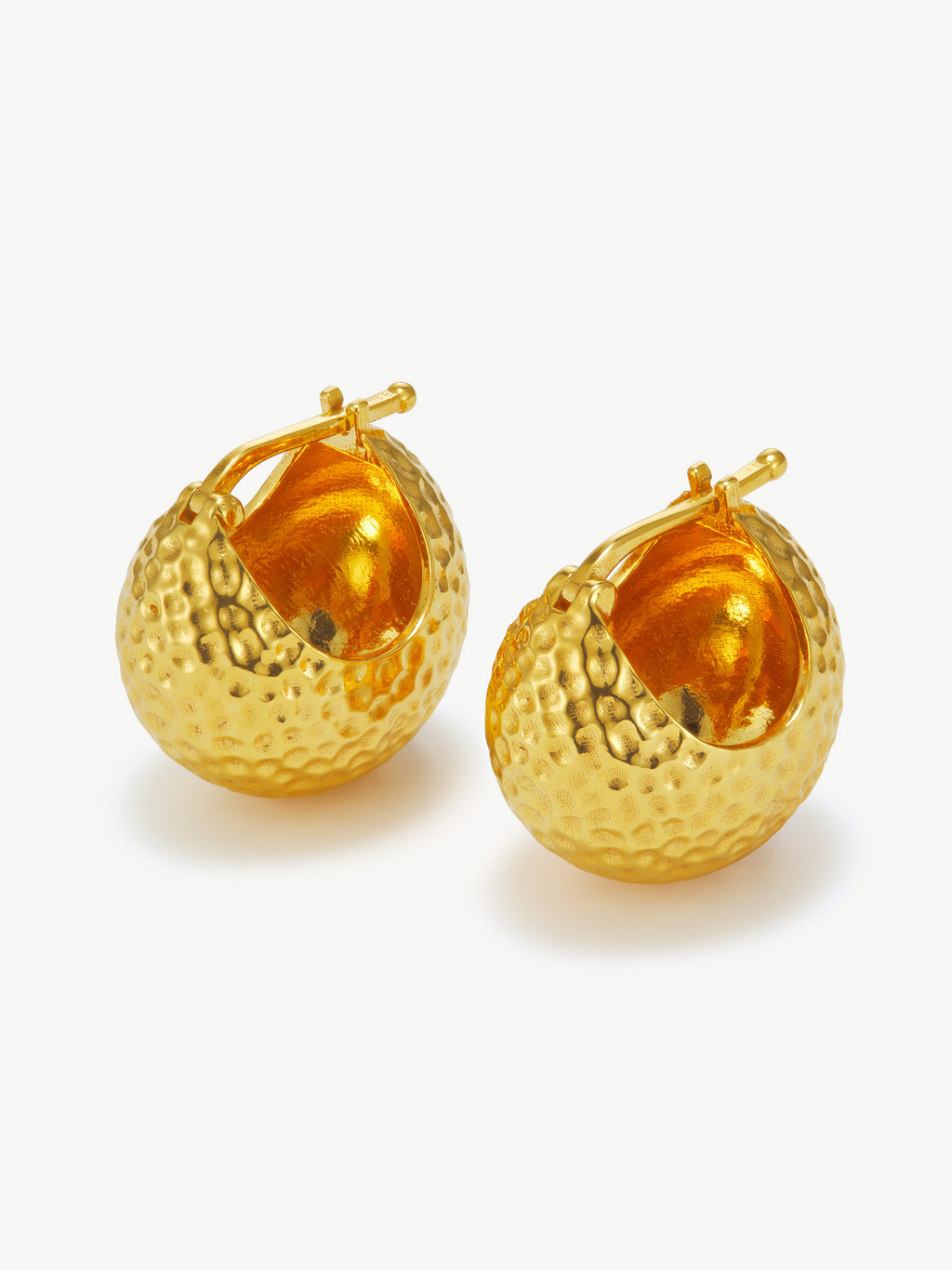 No More Nobody Zadie 18k Gold Vermeil Hammered Ball Hoop Earrings