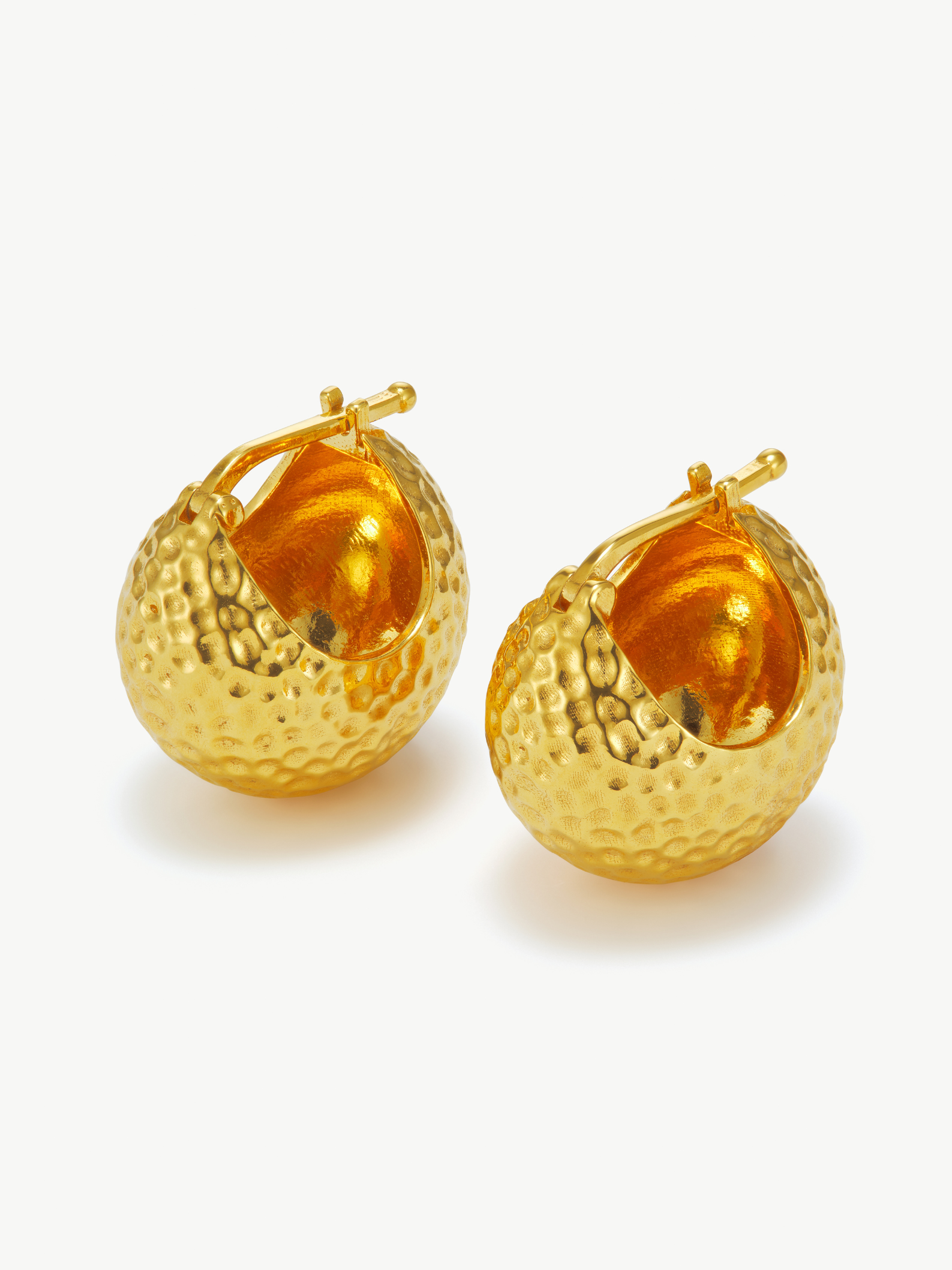 No More Nobody Zadie 18k Gold Vermeil Hammered Ball Hoop Earrings