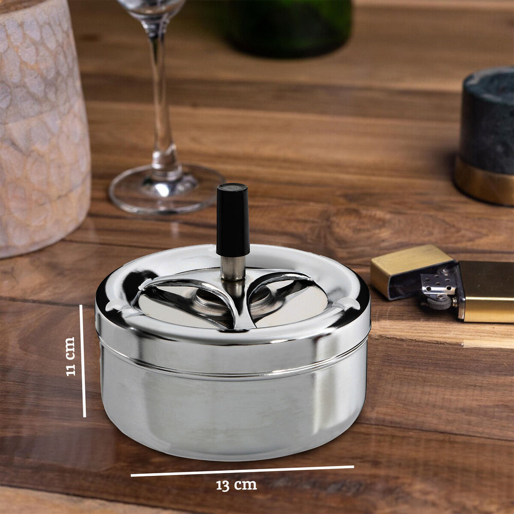 Orsina Large Spinning Ashtray – Chrome Effect Odour Control Ash Catcher