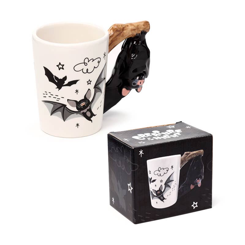 Kate's Clothing Bat Ceramic Mug – Gothic 400ml Cup with Bat Handle