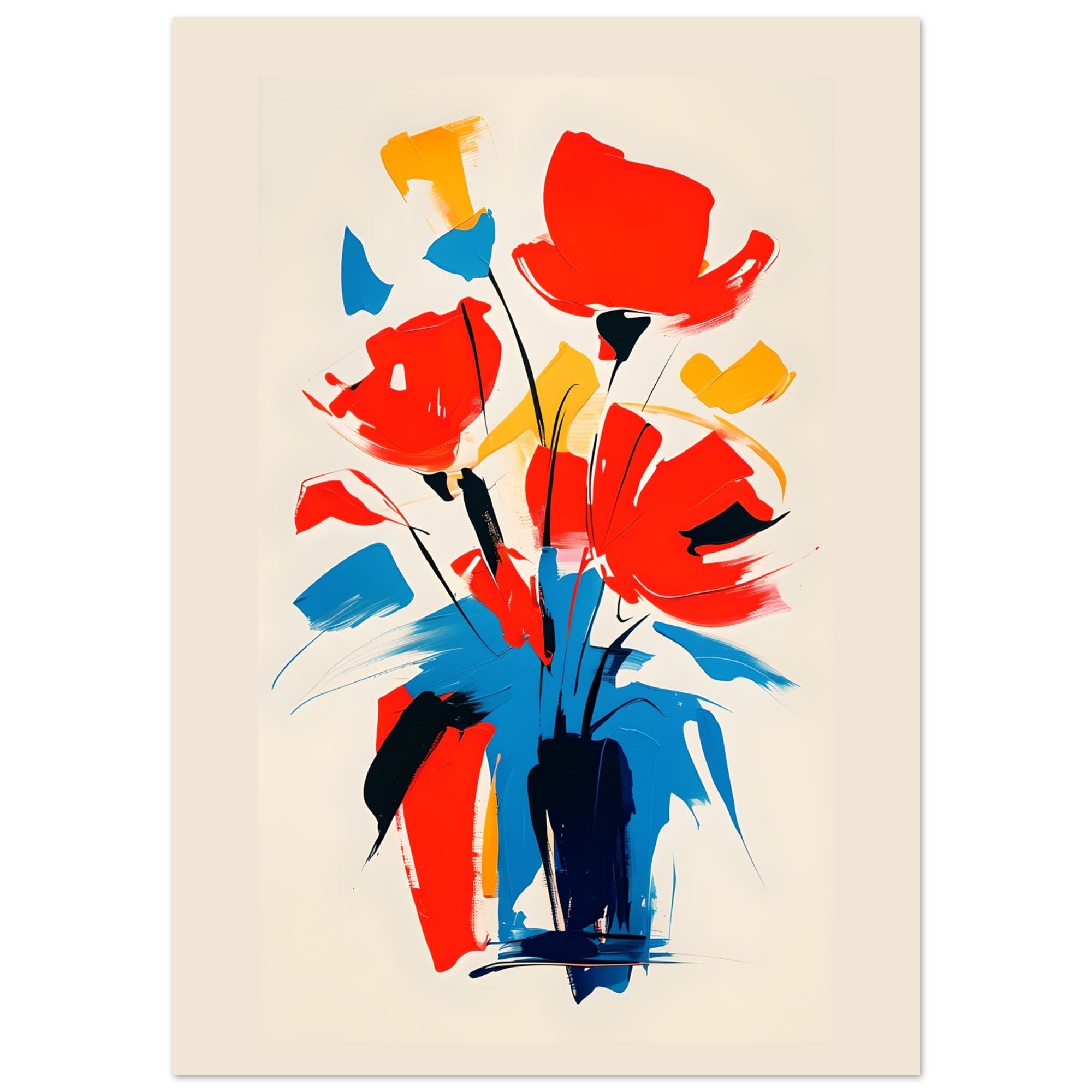 Vibrant Abstract Floral Poster - Colorful Flower Wall Art Print for Home Décor